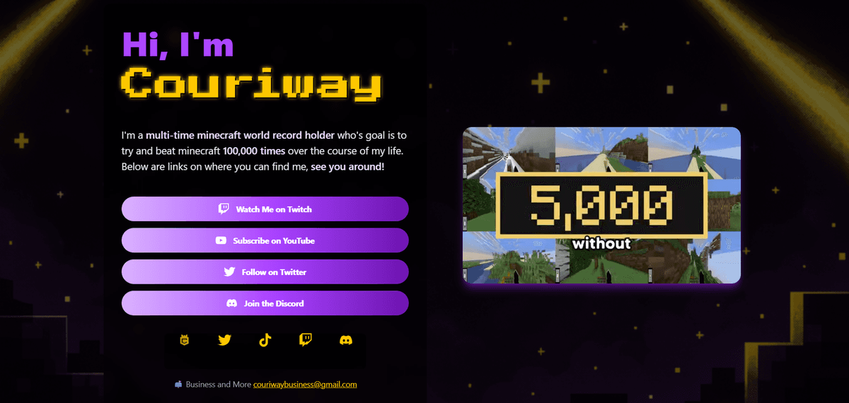 Creator Portfolio — Example of a custom landing page